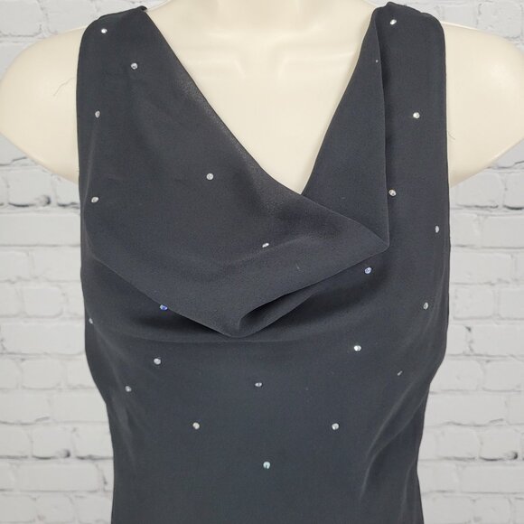 Celavie Collection Black Chiffon Rhinestone Maxi Dress USA Made Size Small S - Picture 6 of 14
